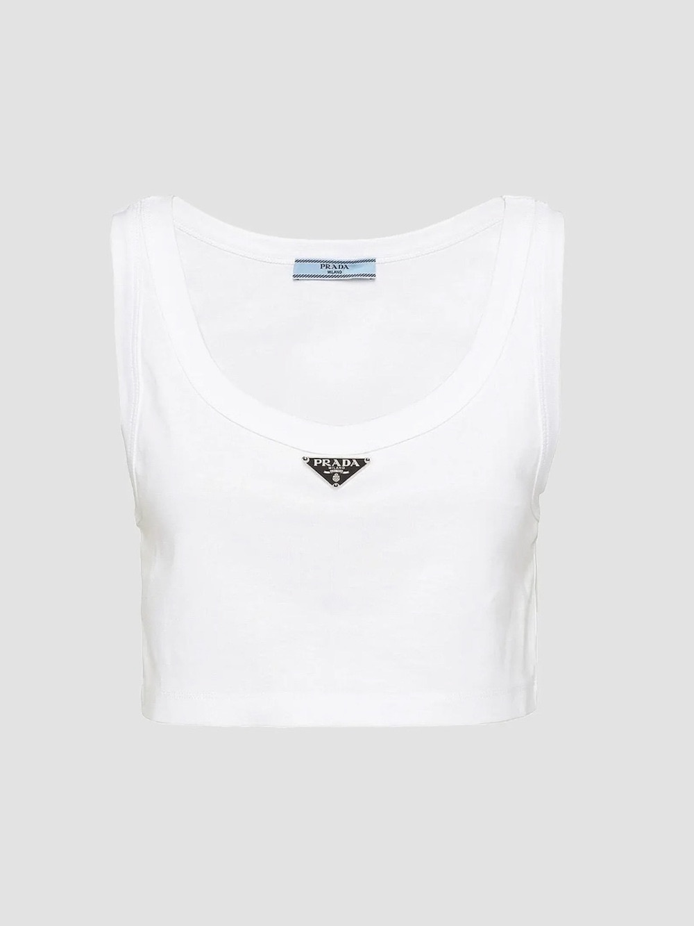 Prada Triangle Logo White Cropped Tank